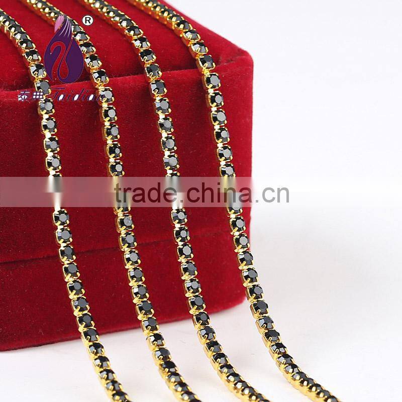 SS12( 3.0-3.2mm) gold Rhinestone cup chain for Bags ,Shoes,Belt,Garment Decoration Etc