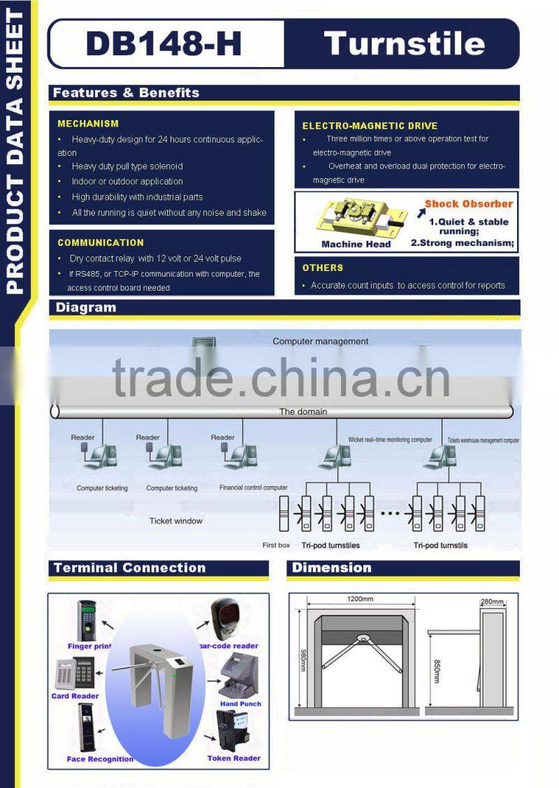 Shenzhen Branded Vertival Tripod Turnstile with CE ROSH Turnstile Security System