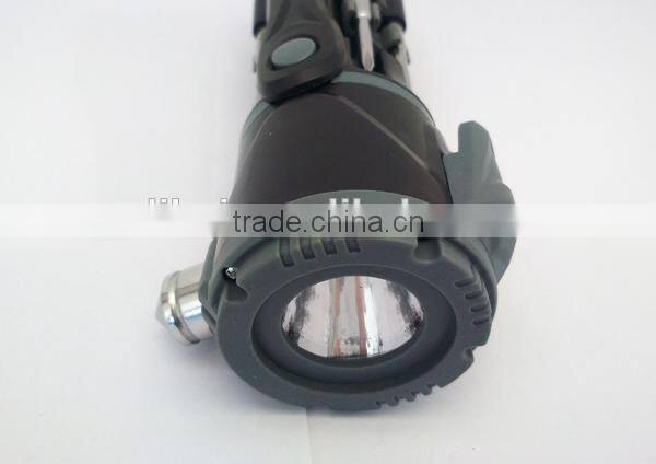 QC-208 12 IN ONE high quality multi function car emergency hammer , strong bright torch, screwdriver set, hand tool