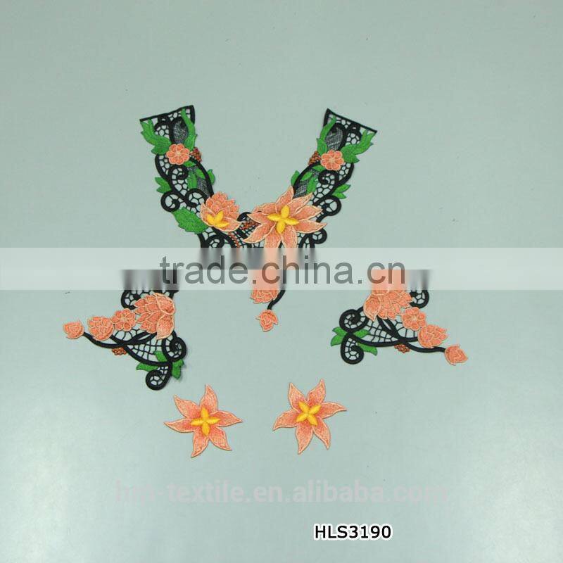 fashion collar and gold motif high-end top guipure Embroidery V Collar decoration for lady dress