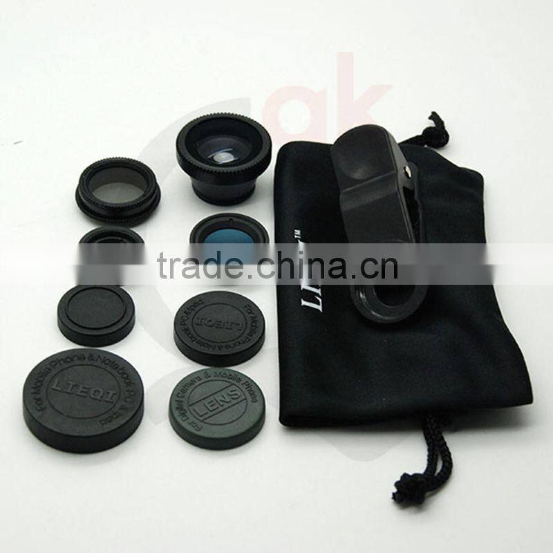 For mobile phone 180 fish eye 0.67x wide angle macro CPL Filter lens 4 in 1 lens