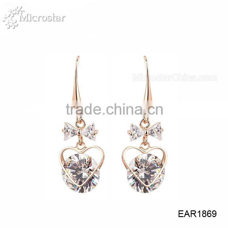 Lucky 18K Gold Four Leaf Clover Shape Diamond Stud Earring