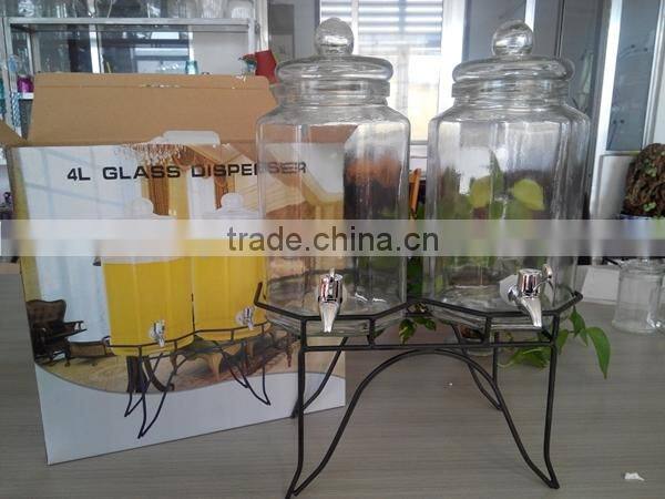 Octagon glass dispenser with stand set