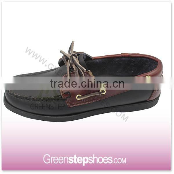 Laser cut outsole moccasin cow leather men boat shoes