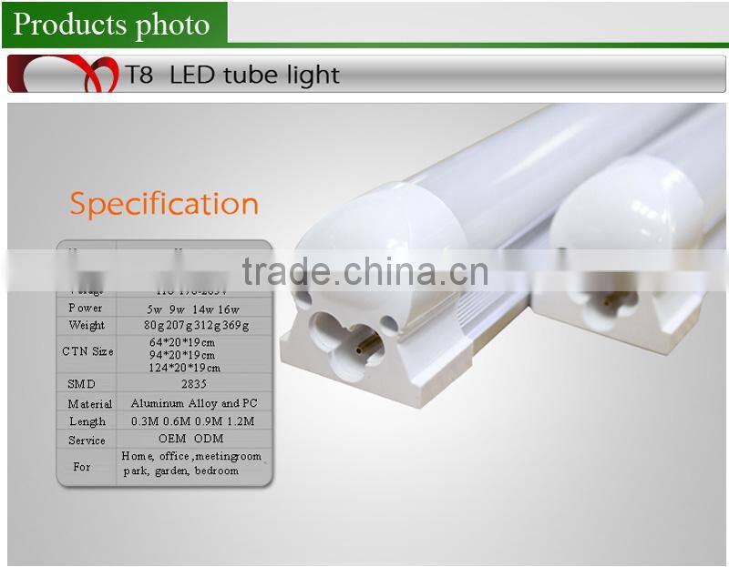 Manufacturer Energy saving high quality epistar chips t10 t5 t8 12v led fluorescent tube light lamp