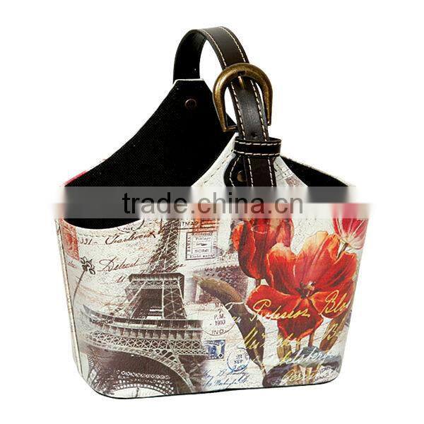 Famous Bulding Print PU Leather Gift Basket