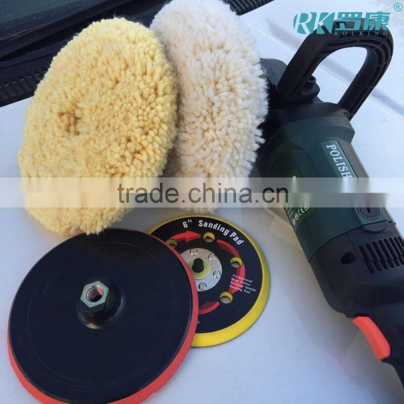 7'' 8''polisher and buffer soft double side wool bonnet and pad with hook and loop for polishing or buffing