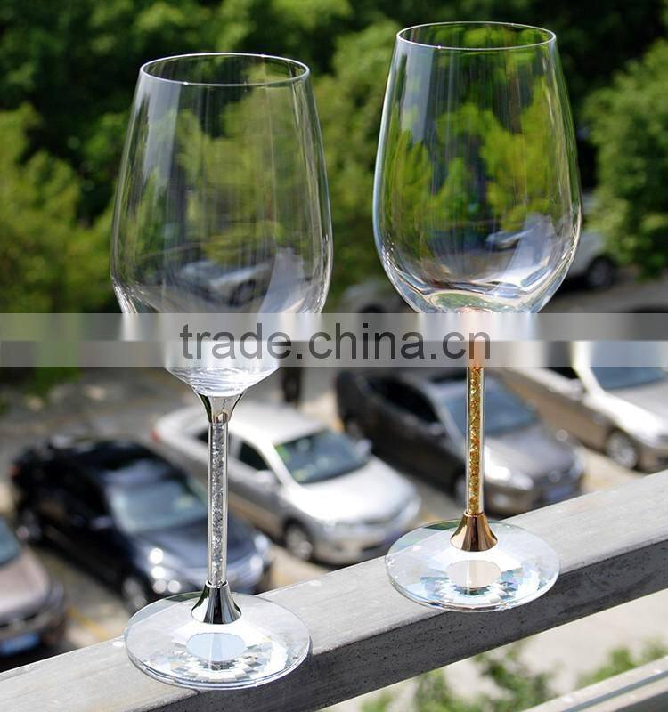Custom creative fashion personality round frame eye glasses silver wine glass for party wendding