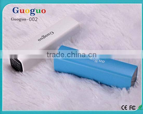 Guoguo Promotion mini ultra slim colorful portable travel rohs power bank 2200mAh for iphone,samsumg
