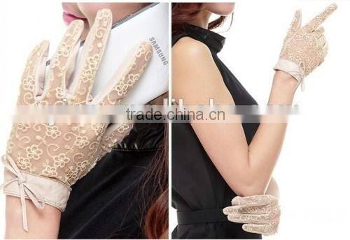 Stylish Girls Sexy Lace Gloves Purple Black Leather Sexy Lace Gloves