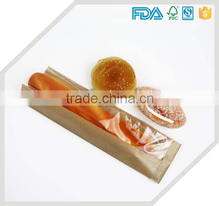 side gussets baguette kraft paper bread bag with window