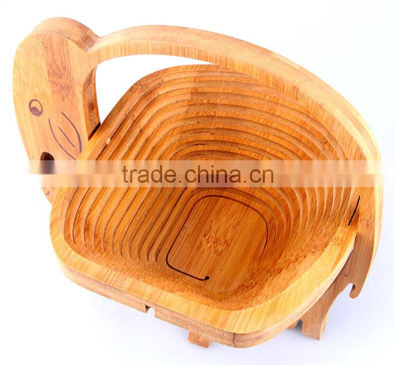 BK007/Eco-friendly folding bamboo fruit basket elephant shape bamboo fruit basket