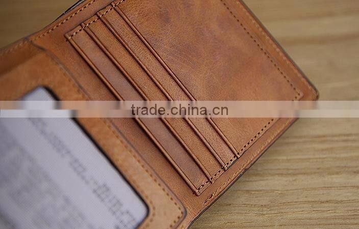 Genuine Wax Cowhide Leather Men's wallet OEM