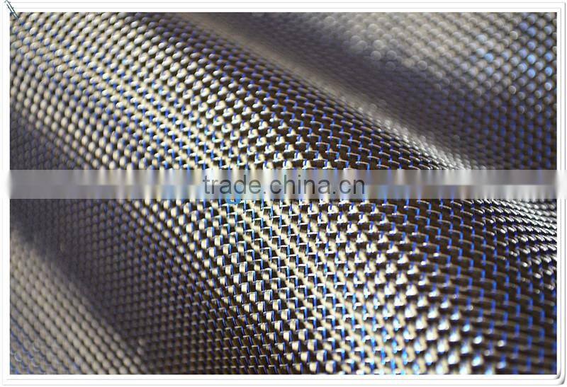 Excellent colored plain 3k carbon fiber fabric mixed woven blue metallic hybird cloth