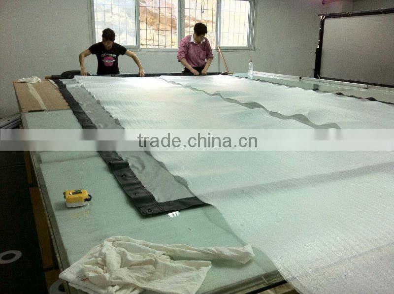 3D cinema silver screens with black and eyelet