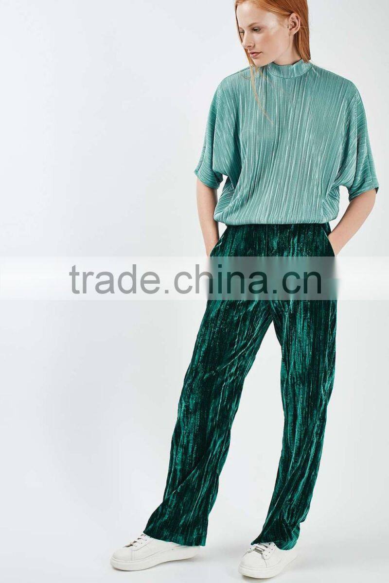 2016 Crinkle Split back women tops , fancy ladies tops latest design custom