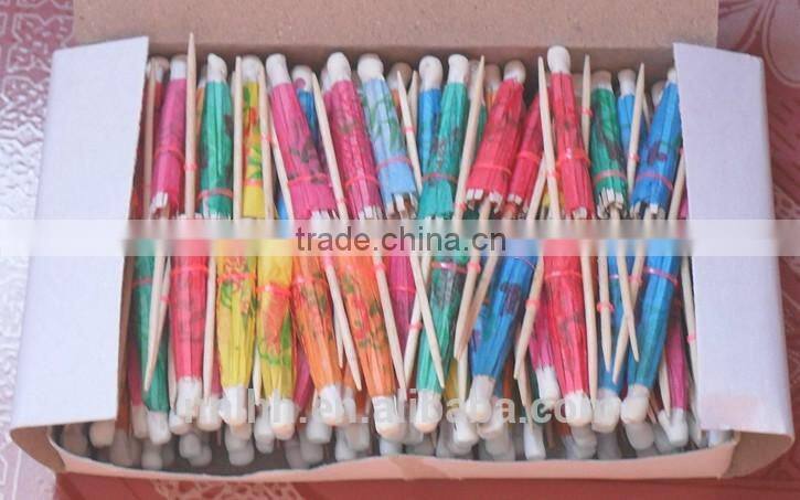 wood cocktail sticks mini paper umbrellas toothpick with logo