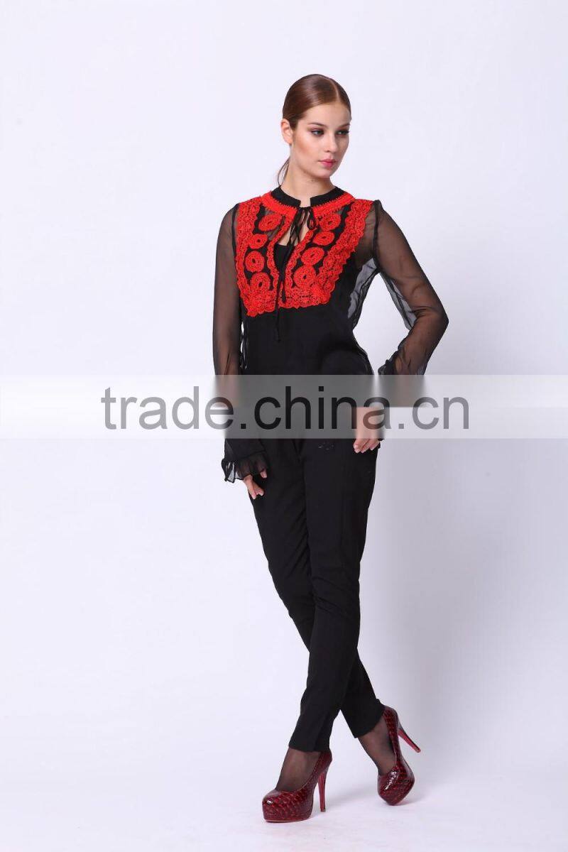 2016 PRETTY STEPS winter collections chiffon fabric type and blouses&top product type ladies blouse