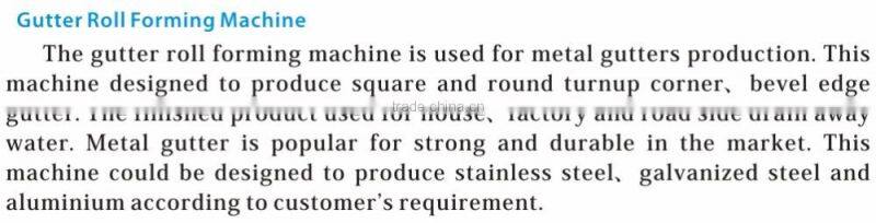 Gutter Roll Forming Machine used for metal gutters production in Hebei Botou JBL