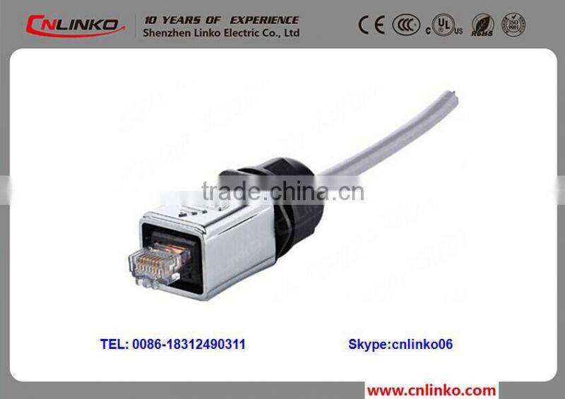 IP67 Front Panel Mounted Male to Female Waterproof RJ45 Connector with Ethernet Cable