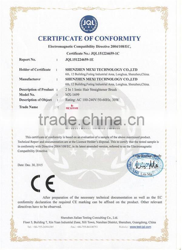 New 2017 Electric straightening 2 in 1 PTC Heating hair straightener brush lcd