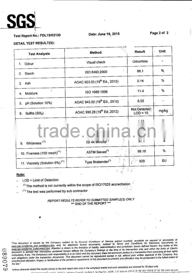 CASSAVA/TAPIOCA/MANIOC STARCH, FOOD GRADE