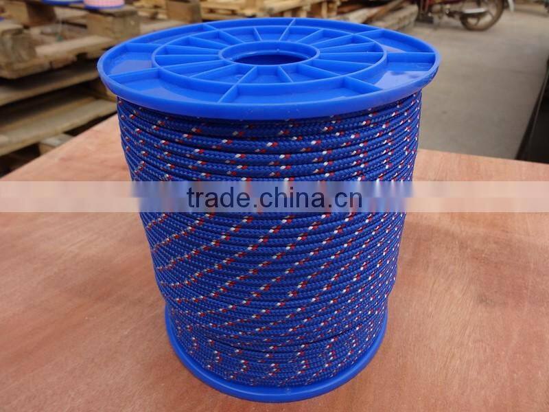 PP braided rope colorful with non-woven core 16strands
