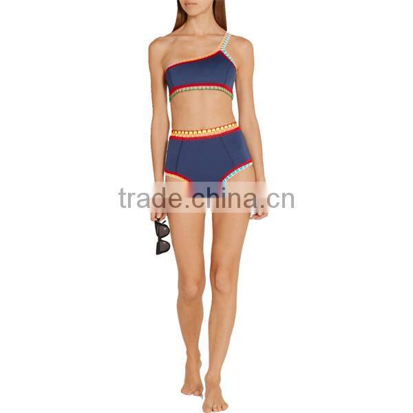 2016 xxx hot sex bikini one shoulder handmade crochet high waist bikini