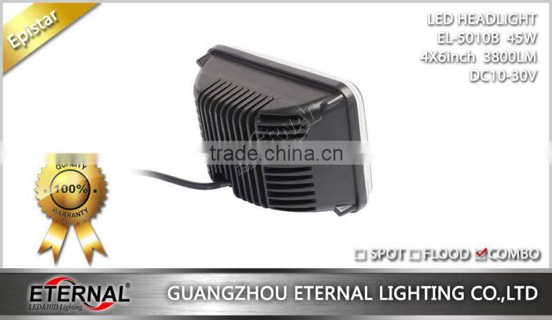 4x6in 45W sealed beam led headlight dual beam light with H4 plug for Dodge GMC Lincoln Maserati with out mounting brackets