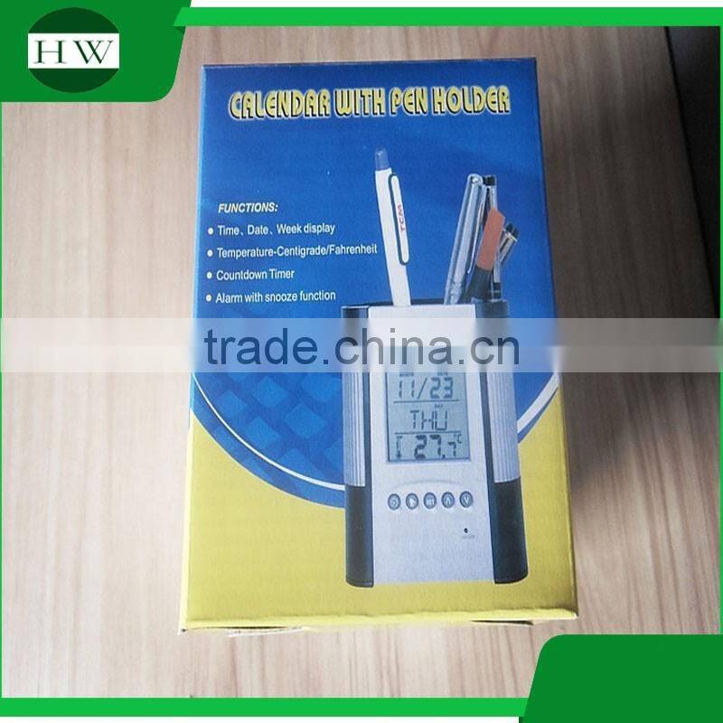 Calendar Alarm Clock Desktop Pen Holder Electronic Large Screen Digital LCD Calender Desk Organizer pen holder with time and dat