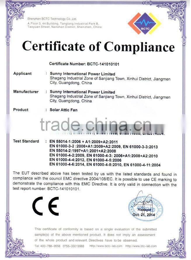 solar attic fan with 20W adjustable solar panel