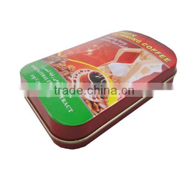 rectangular small metal hinged lid tin box