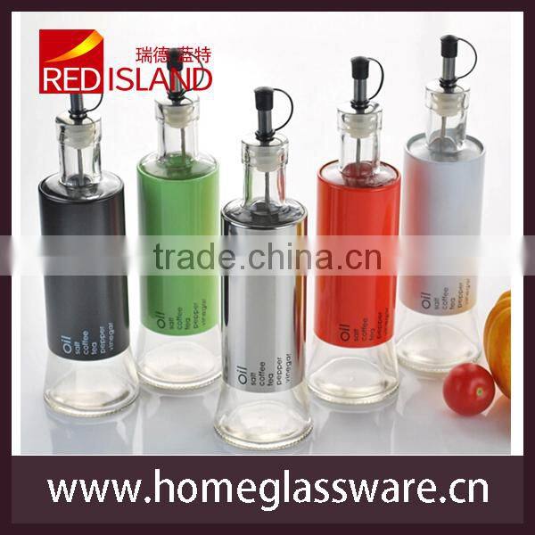 11oz oil& vinegar glass bottle with metal coating