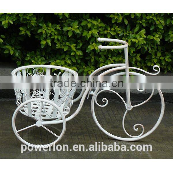 POWERLON New design vintage bicycle plant stand wrought iron outdoor furniture