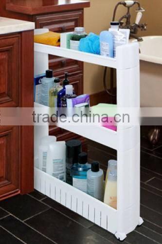 Plastic Storage Rack With Wheels/Slide Out Storage Tower