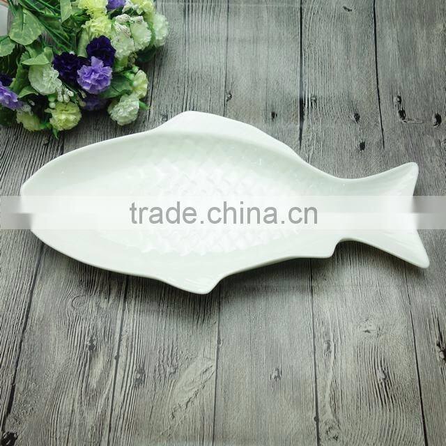 Durable hotel used fish dish cheap wholesale ceramic white dinner plate