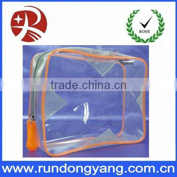High quality blue PVC bag for packing with zipper