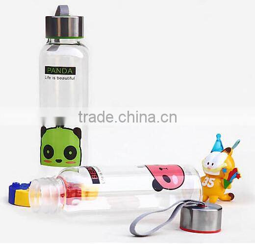 Supply fashion Portable transparent cartoon steel cover cup (500ml)