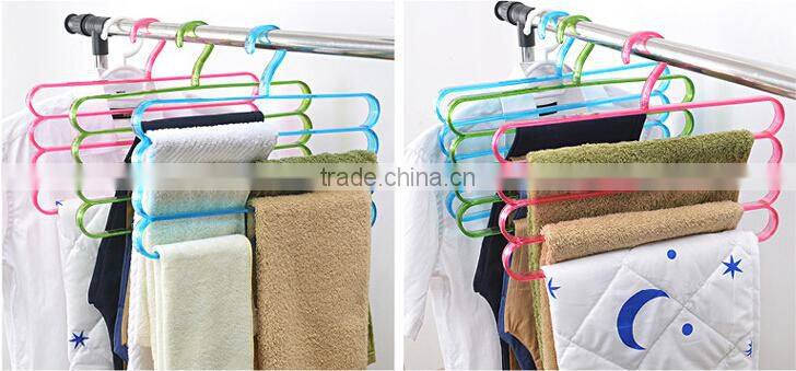 Fashion Colorful 4Layer Plastic Trousers Hanger Towel Hanger Clothes Hanger