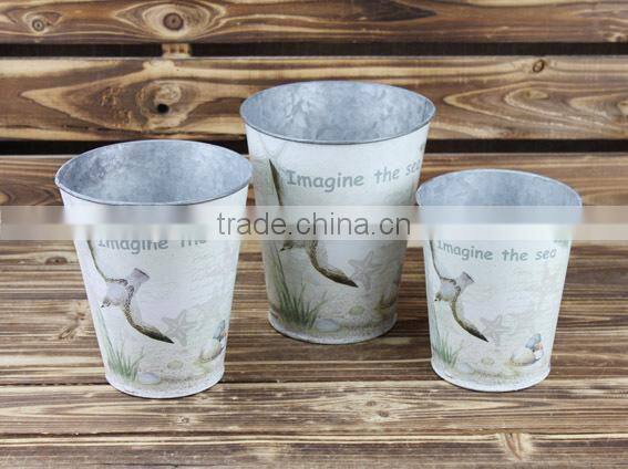 2016 paper mache flower pots planter metal sea design flower pot