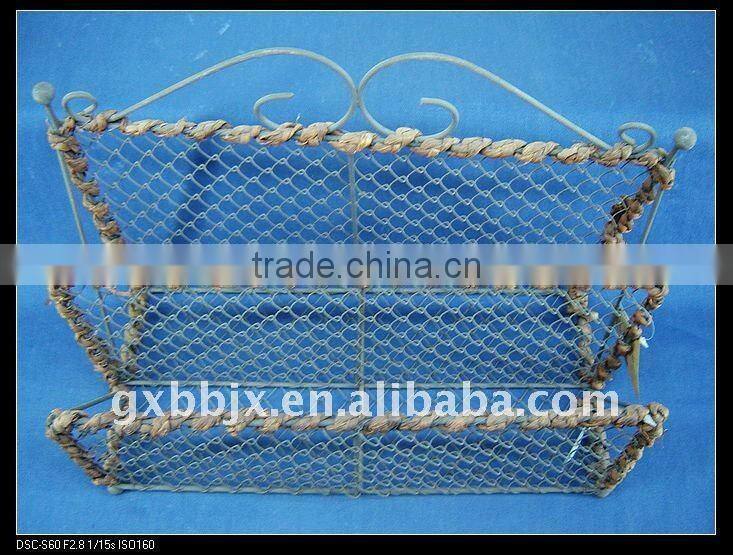 Black wire woven magazine&file storage holder racks