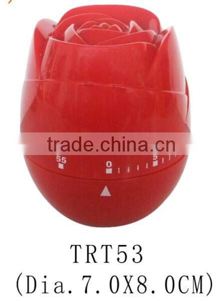 New Design Plastic Rose Shape Mechanical Timer/Sound Kitchen Timer