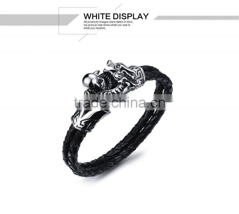 Men's Leather Bracelets 316L Stainless Steel jewelry genuine leather bracelet