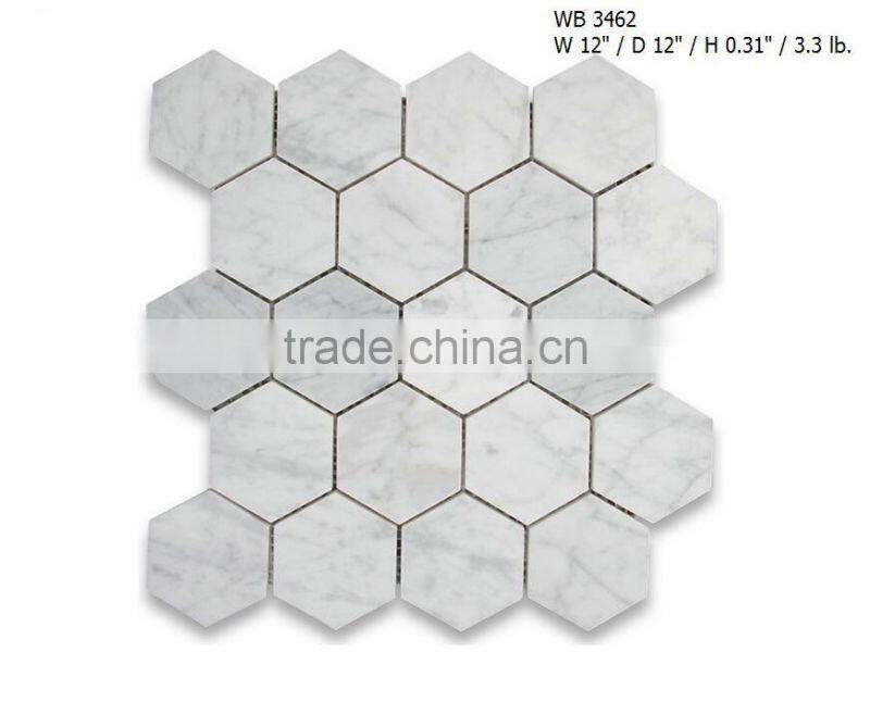 Polished White Carrara Marble Square Mosaic wall Tile