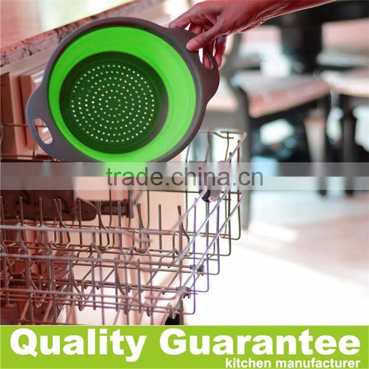 Customized color silicone colander collapsible plastic silicone strainer