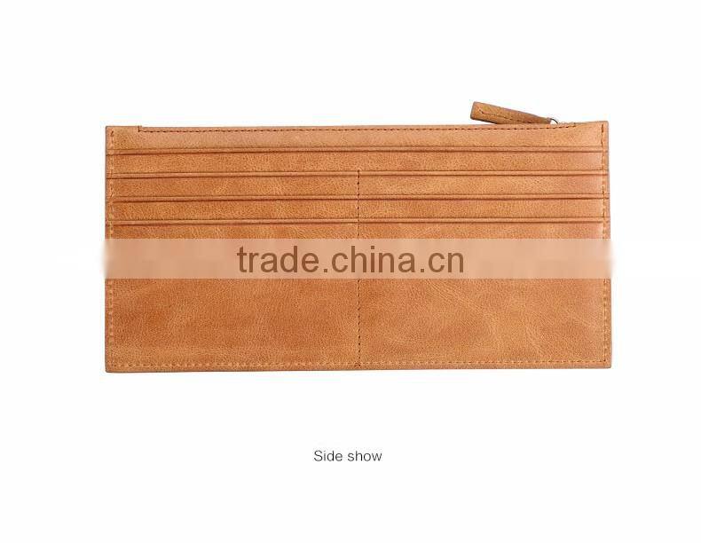 top cowhide leather tan color rfid blocking men zipper card holder wallet