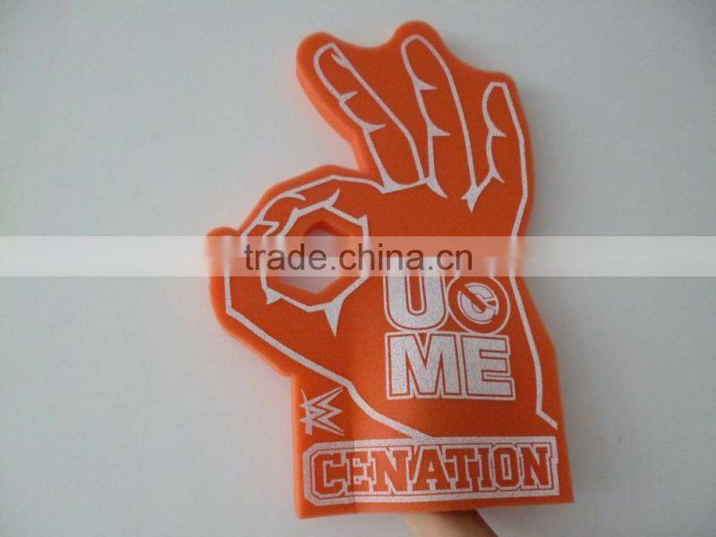 orange OKAY shape design sponge Foam Hand gloves