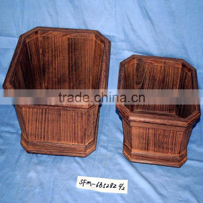 Natural design wood garden flower pot