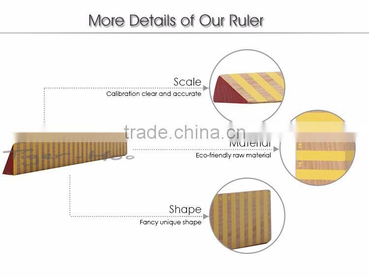 Promotional Custom 25cm Fancy Wooden Ruler Set