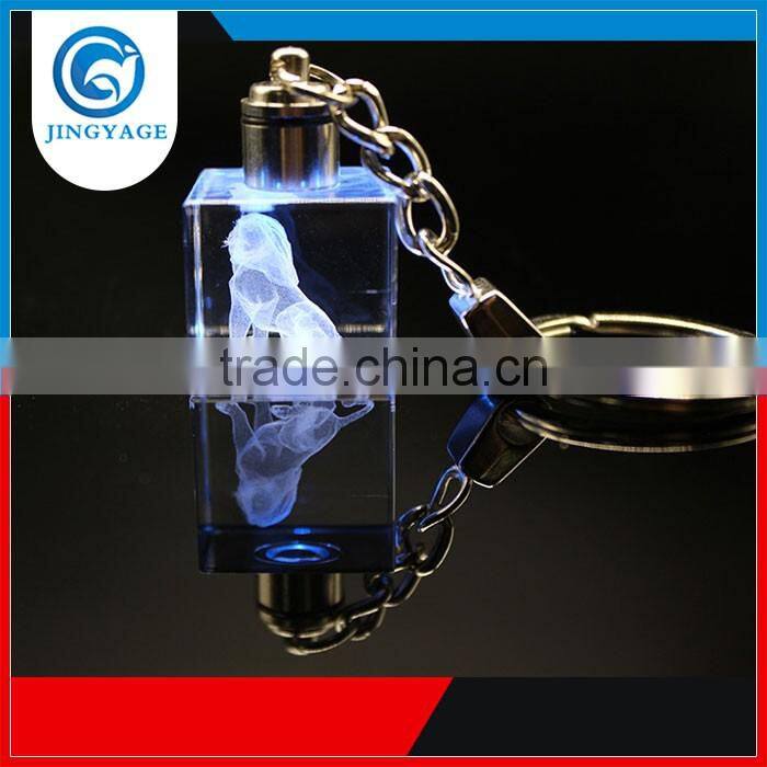 3D Laser Engraved Animal Round Crystal Key chains Souvenir Gifts